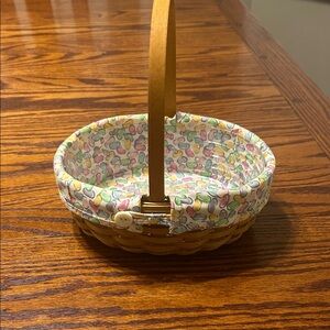 Longaberger Yellow Basket with Pastel Multi-Color Liner